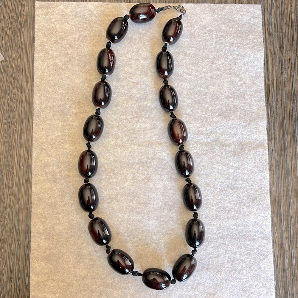 Necklace oversized beads, very trendy  ceramic dark brown beads 12”